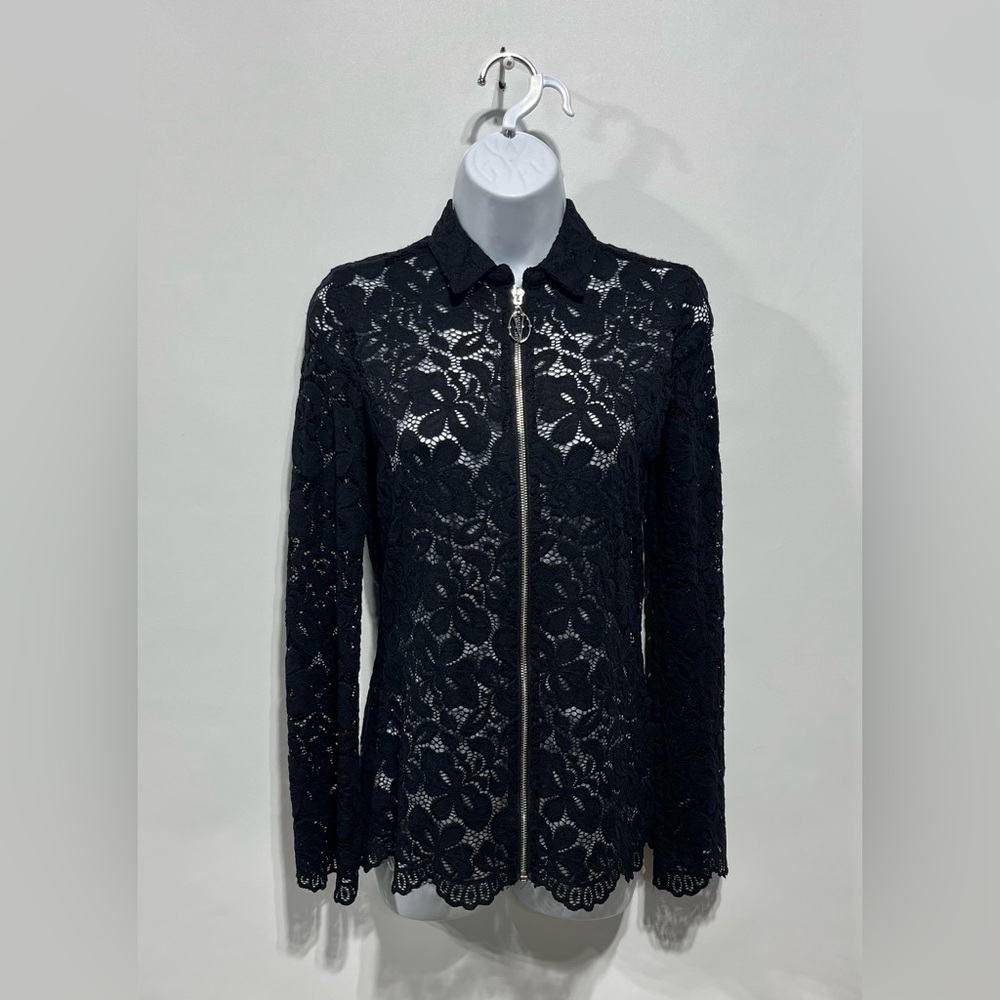 VERTIGO Collared Black Zip‐Up Lace Jacket Size‎ XS - Picture 4 of 10